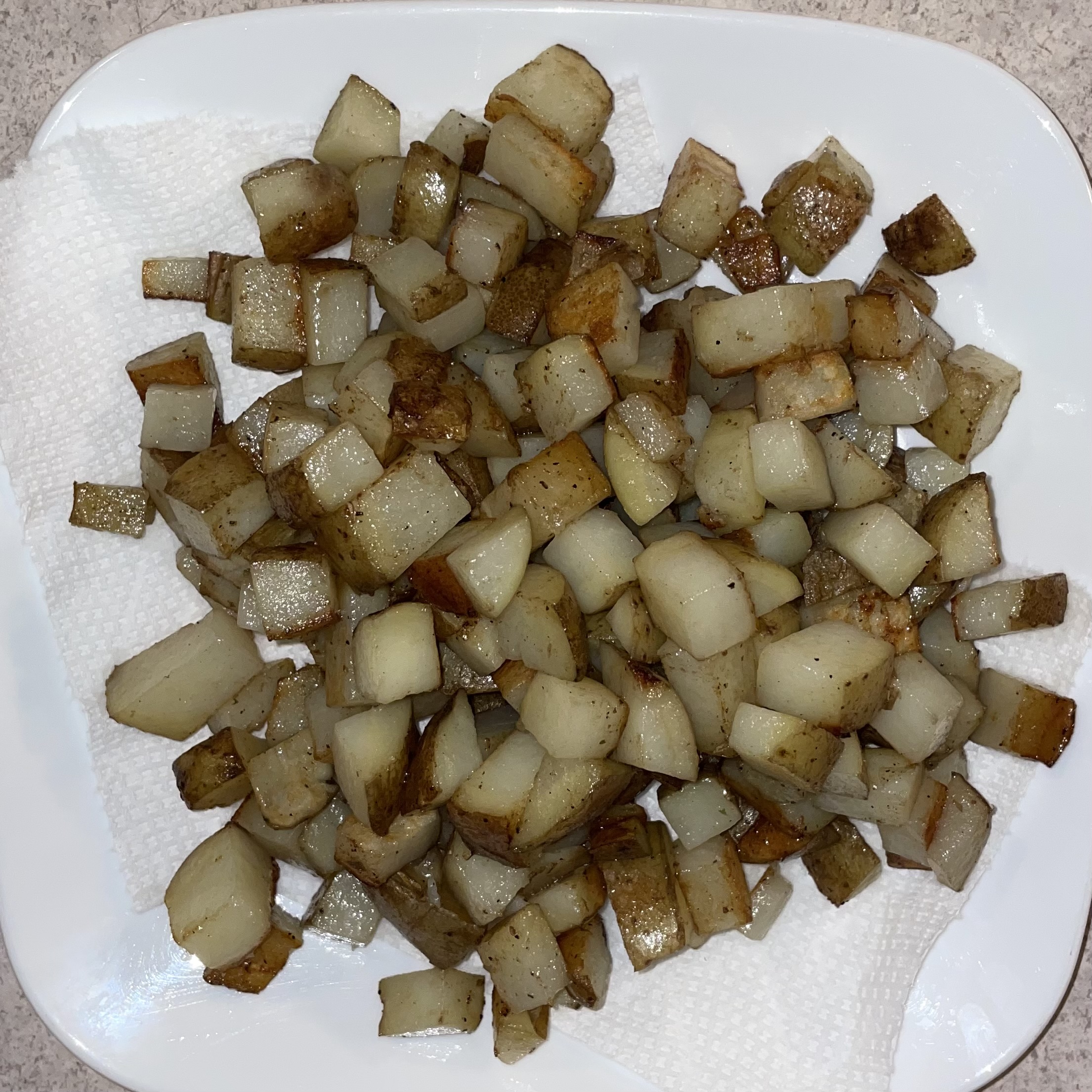 Pan fried diced potatoes